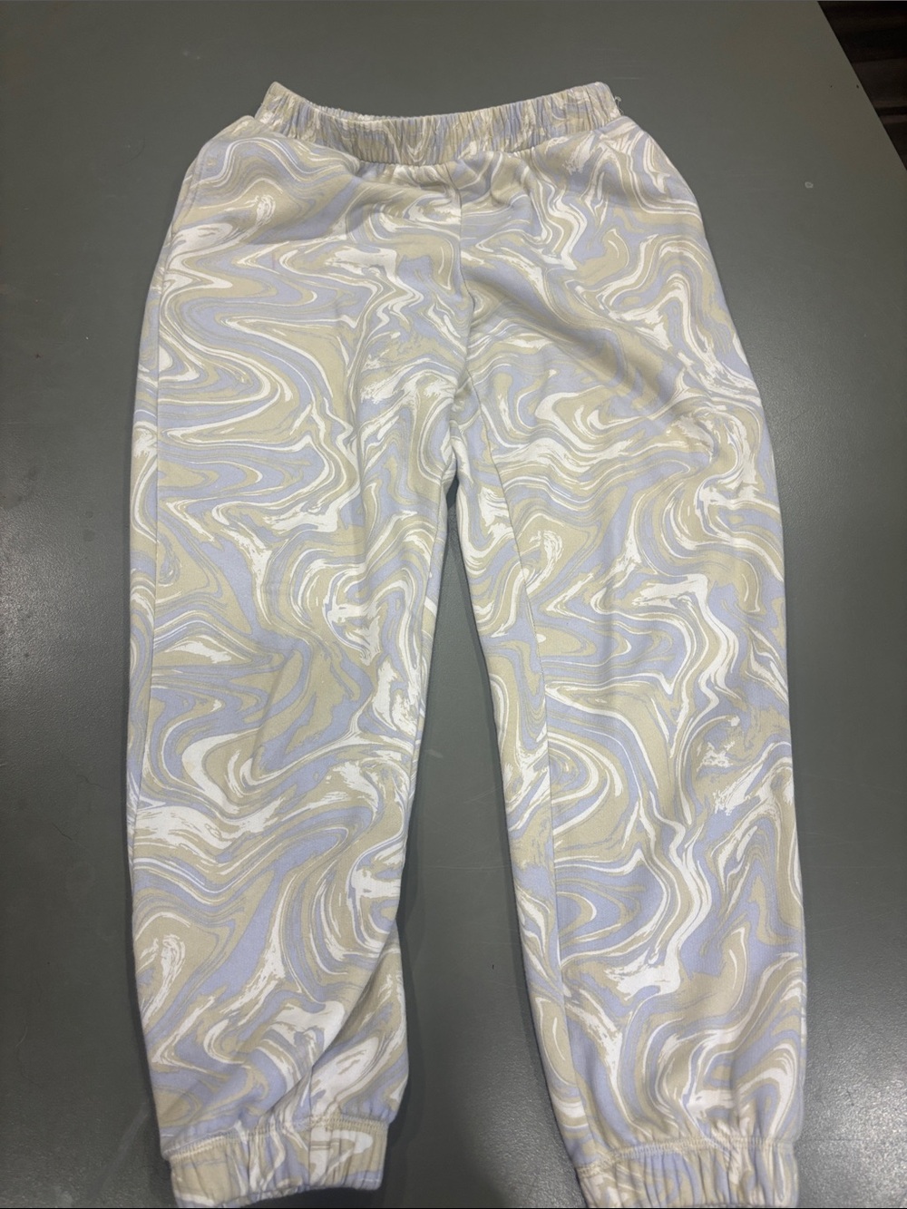 Women’s Marble-Print Jogger Pants - Light Blue & Cream